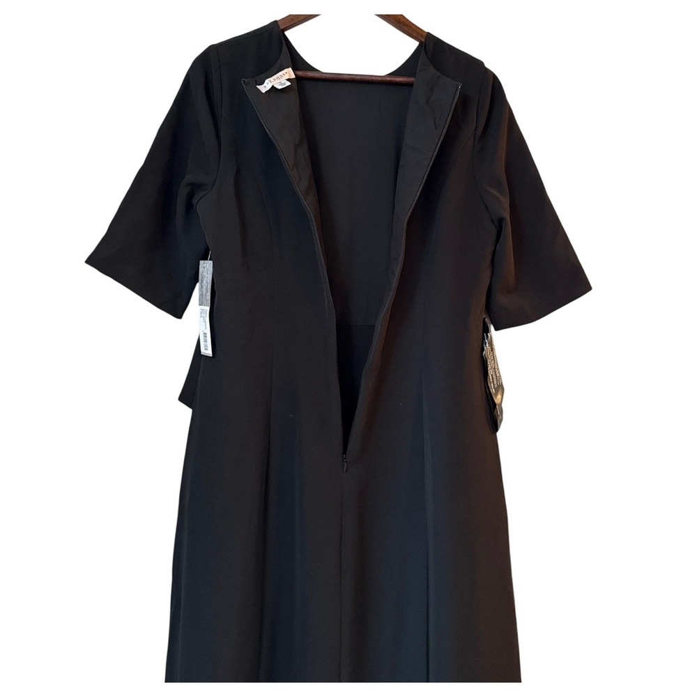 Kay Unger New York Black Walk-Thru Jumpsuit Skirt Overlay Formal 12 5545011 - Picture 6 of 11